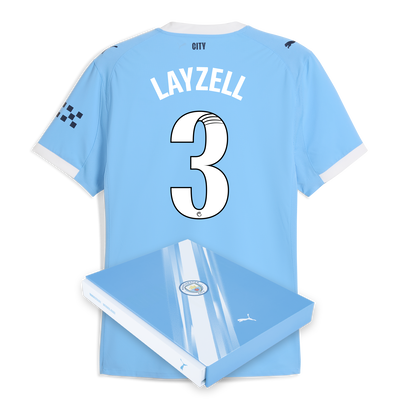 Manchester City Home Authentic Jersey 2025/26 With LAYZELL 3 Printing in Gift Box